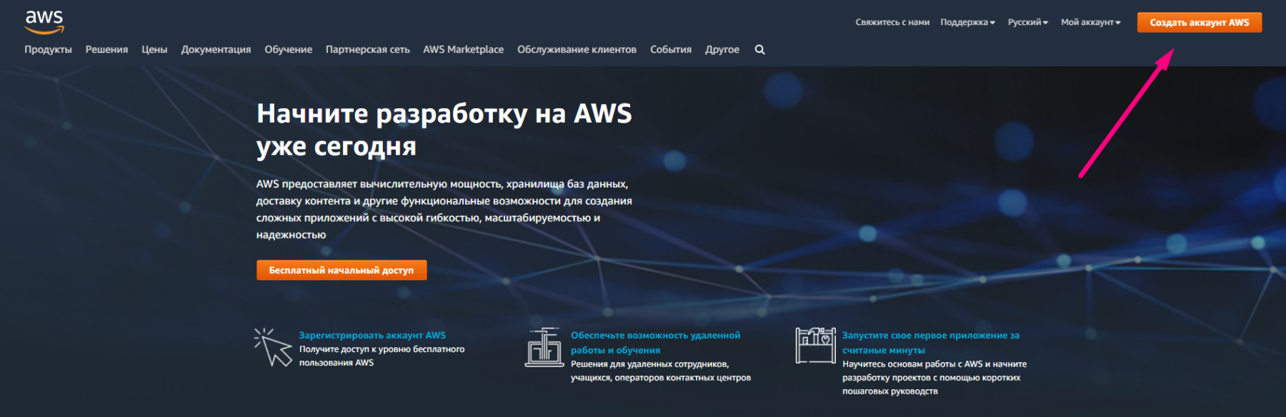 Создание VPS (VDS). AWS (aws.amazon.com)