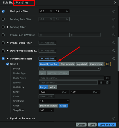 Performance filter